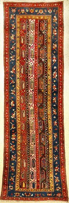 Nordwestpersische Streifen "Galerie" antik, Persien, um 1910, Wolle auf Wolle, ca. 348 x 105 cm, EHZ: 2-3. Schöne bunte Farben, dekorativ.