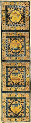Ninghsia "Galerie" antik, (Fo-Hunde), China, Ende 19.Jhd., Wolle auf Baumwolle, ca. 274 x 70 cm, selten, Sammlerstück, Rarität, EHZ: 3
