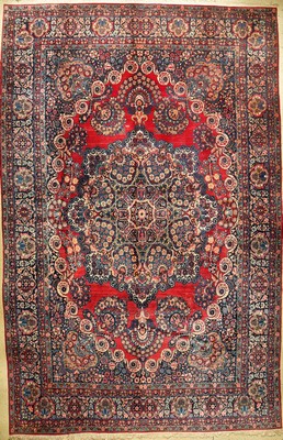 Großer Yazd alt, Persien, um 1930, Wolle auf Baumwolle, ca. 466 x 302 cm, edel und dekorativ, seltenes Format, EHZ: 3-4