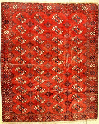 Tekke "Hauptteppich" antik, Turkmenistan, Ende 19.Jhd., Wolle auf Wolle, ca. 258 x 212 cm, selten, Sammlerstück, Tekke Güls, (Alters und ...