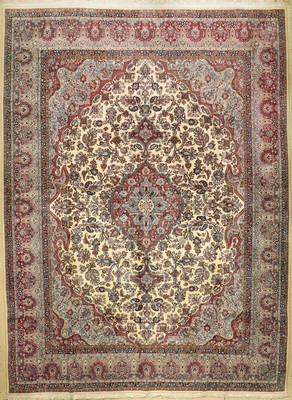 Yazd "Sherkat" alt, Persien, ca. 60 Jahre, Korkwolle, ca. 411 x 305 cm, gute Qualität, dekorativ, EHZ: 2