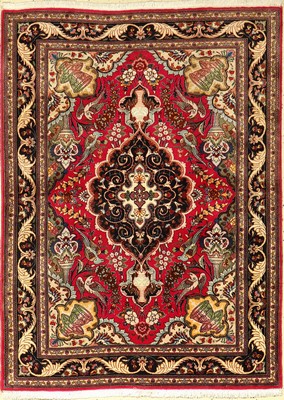 Täbriz fein, Persien, ca. 40 Jahre, Korkwolle mit Seide, ca. 150 x 110 cm, EHZ: 2,(gereinigt)