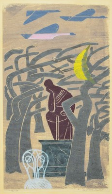 Rolf Müller-Landau, 1903-1956 Bad Bergzabern, Monotypie auf Papier, rechts unten signiert, links unten num. 129/150, ca. 48x26cm, u.Gl., R.