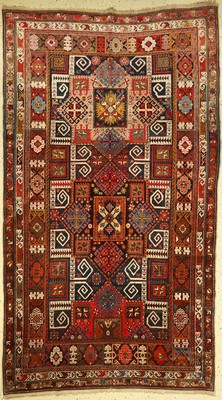 Derbend alt, Kaukasus, um 1930, Wolle auf Wolle, ca. 287 x 164 cm, seltenes Design, Mit Pinweehl Motiven, EHZ: 2-3