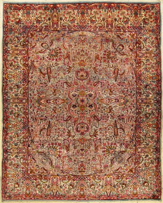 Kerman-Lawer alt (US Re-Import), Persien, um 1920, Korkwolle, ca. 300 x 240 cm, EHZ: 3. Edel und dekorativ, seltenes Format.