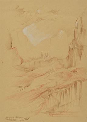 Werner Holz, 1948 Grünstadt-1991 Ludwigshafen, venezianische Träume, Blei- und Buntstift auf Papier, betitelt, signiert und dat. 1981, ca. ...