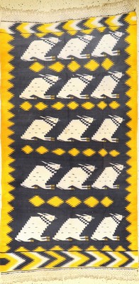 Jugendstil Kelim (Hasen), Europa, um 1940, Wolle auf Baumwolle, ca. 201 x 107 cm, dekorativ, EHZ: 2-3