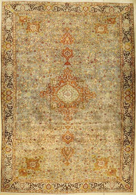 Agra alt, Indien, um 1920, Wolle auf Baumwolle, ca. 351 x 245 cm, sehr seltene Farben, sehr dekorativ, EHZ: 4, Vintage-Style (fachkundig gereinigt).