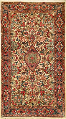 Kerman alt (US Re-Import), Persien, um 1920, Wolle auf Baumwolle, ca. 208 x 118 cm, EHZ: 3 (fachkundig gereinigt).
