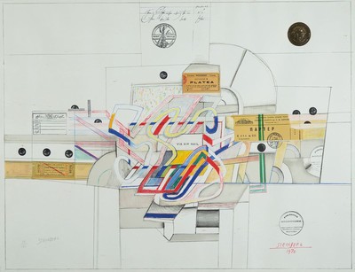 Saul Steinberg, 1914-1999, Via Air Mail, Farblithographie, handsigniert und num. 75/150, ca. 55x73cm, u.Gl., R. ca. 61x81cm