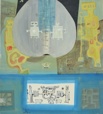 Fritz Jarchov, 1934 Eutin-1983 Heidelberg, Gouache auf Papier, signiert und dat. 66, ca. 45x40cm, u.Gl. ca. 71x54cm