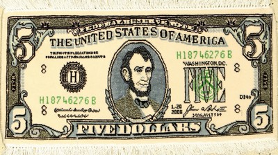 Täbriz fein (5 Dollar), Persien, ca. 20 Jahre, Korkwolle mit Seide, ca. 65 x 31 cm, Abraham Lincoln, EHZ: 1-2
