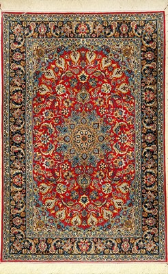 Feiner Esfahan, Persien, ca. 30 Jahre, Korkwolle mit und auf Seide, ca. 166 x 110 cm,ca. 1,0 Mio. Kn/qm, edel und dekorativ, EHZ: 2 (fachkundig ...
