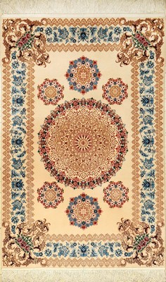 Feiner Esfahan, Persien, ca. 15 Jahre, Korkwolle mit und auf Seide, ca. 167 x 110 cm,feine Qualität, seltenes und elegantes Design, EHZ: 1-2 ...