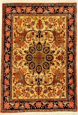 Rosenbidjar Kork fein, Persien, ca. 40 Jahre, Korkwolle, ca. 96 x 66 cm, Naturfarben,EHZ: 1-2 (fachkundig gereinigt).