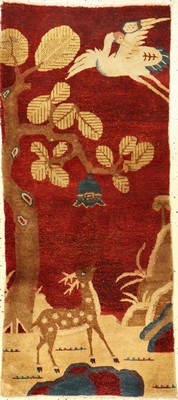 Pao Tao antik, China, um 1910, Wolle auf Baumwolle, ca. 120 x 60 cm, EHZ: 3. Salt & Pepper Grund.