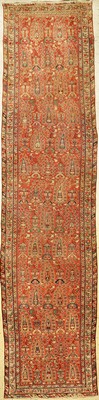 Kurdische "Galerie" antik (Zypressen Muster), Persien, 19.Jhd., Wolle auf Baumwolle, ca. 370 x 92 cm, EHZ: (Altersspuren und ...