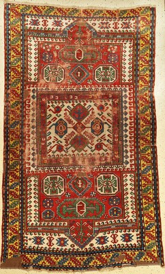 Kasak antik, Kaukasus, Ende 19.Jhd., Wolle auf Wolle, ca. 265 x 156 cm, sammelwürdig, seltene Mustergruppe, EHZ: 5