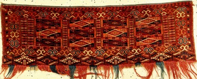 Tekke Torba fein antik, Turkmenistan, Ende 19.Jhd, Wolle auf Wolle, ca. 73 x 24 cm, sammelwürdig, EHZ: 2-3