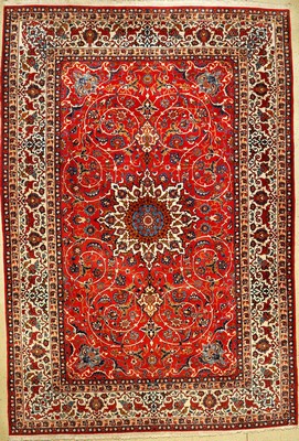 Esfahan-Nadjafabad alt, Persien, ca. 70 Jahre, Wolle auf Baumwolle, ca. 405 x 276 cm, Eslimi Design, dekorativ, EHZ: 2
