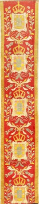 Europäische "Wappen-Bordüre" antik, Europa, 17/18.Jhd, Seiden und Metallstickerei. WappenBordüre mit Königskrone, ca. 340 x 75 cm, ...
