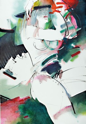 Jolante Jakima-Zerek Malarstwo, Mischtechnik auf Papier, handsign., dat. 92, Motiv ca. 91x63 cm, Rahmen ca.124x90 cm, inkl. Zertifikat