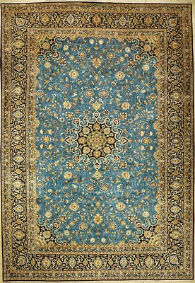 Feiner Keschan Kork (Signiert), Persien, ca. 40 Jahre alt, Korkwolle, ca. 404 x 280 cm, EHZ: 2 (fachkundig gereinigt), seltene Grundfarben, ...
