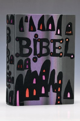 Die Bibel, illustriert von Friedensreich Hundertwasser, Pattloch Verlag 1995, Einband und Schuber von Hundertwasser gestaltet, ca. 30,5x22 cm