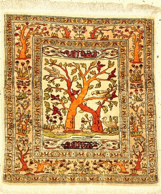 Seiden Hereke alt (Signiert), Türkei, ca. 60 Jahre, reine Naturseide, ca. 48 x 42 cm, EHZ: 2