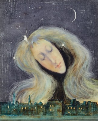 Lajos Sebök, 1910 Szeged (Ungarn), " Die gute Fee", Öl/Platte, re u. sign., ca. 50x40 cm, Rahmen 55x43 cm