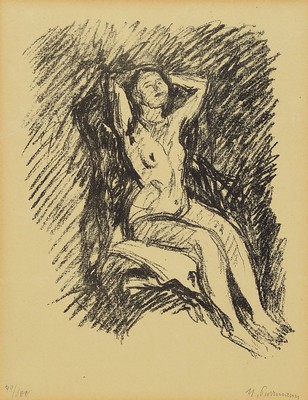 Hans Purrmann, 1880 Speyer-1966 Basel, Sitzender Akt, Lithographie, handsigniert, num. 79/100, ca. 22x17cm, pp, u.Gl., R. ca. 52x42cm