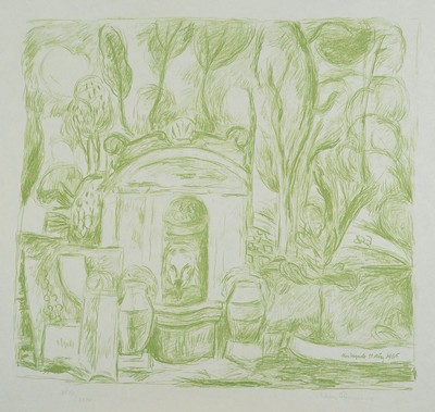 Hans Purrmann, 1880 Speyer-1966 Basel, Montagnola 1965, Lithographie in Grün, handsigniert und num. XXVIII/XXXV, ca. 43x50 cm