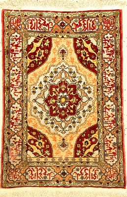 Feiner Seiden Hereke "Metallbrokat" alt, Türkei, um 1950, reine Naturseide mit Metallbrokat. Feiner Hereke mit metallbroschierten ...