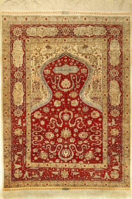 Feiner Seiden Hereke "Özipek" alt "Metallbrokat" (Signiert), Türkei, um 1950/1960, reine Naturseide mit Metallbrokat. ...