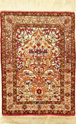 Feiner Seiden Istanbul "Shirinian" alt "Metallbrokat und Souf-Technik" (Signiert), Türkei, um 1970, reine Naturseide mit ...