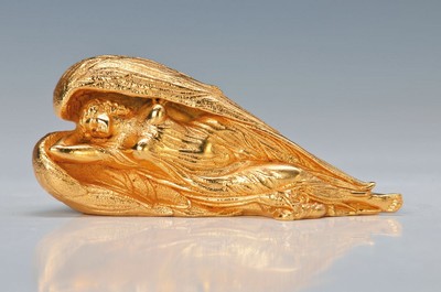 Ernst Fuchs, 1930-2015, Schutzengel, Bronze vergoldet, num. 249, L. 10 cm