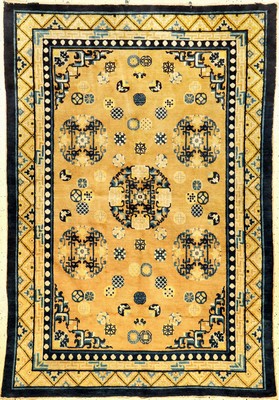 Seltener Ning-Hsia antik (Qing Dynastie), Westchina, 19.Jhd., Wolle geknüpft auf Baumwolle. Rarer und einzigartiger früher Ning-Hsia gemacht für ...