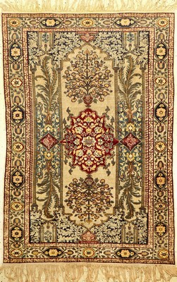 Feiner metallbroschierter Seiden Kaisery "Flosh" antik, Türkei, um 1900, Floshseide mit metallbroschierten Grund. Feiner Kaisery mit ...