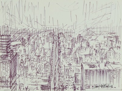 Otto Ditscher, 1903 - 1987 Neuhofen, zwei Darstellungen von New York, a. Filzstift und Kreide, bezeichnet und dat. 1964, ca. 14 x 18 cm und b. ...