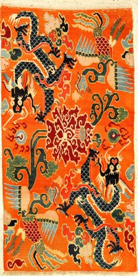 Schigatse "Khaden" alt (Drachen & Phönyx), Südtibet, um 1920, Korkwolle geknüpft auf Wolle. Tibetischer Hochzeitsteppich im klassischen ...