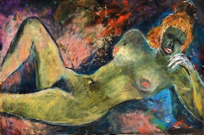Ludwig Straub, 1905 Mannheim-1976 Seeheim, liegender Akt, Öl/Lwd, rechts unten signiert und dat. 68, ca. 80x120cm