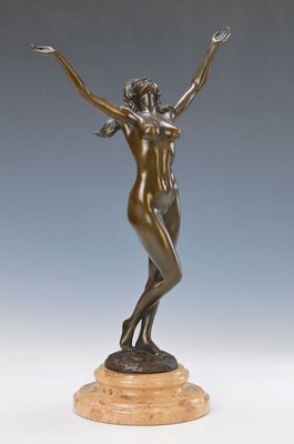 Raymondo, zeitgen. Künstler, stehender weiblicher Akt, Bronzeskulptur, sign., Steinsockel, Gesamth. ca. 35cm