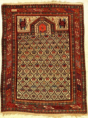 Feiner Schirwan "Gebetsteppich" antik, Ostkaukasus, Ende 19.Jhd., (unleserliche Datierung). Fein geknüpfter Schirwan im Gebets-Typus mit ...