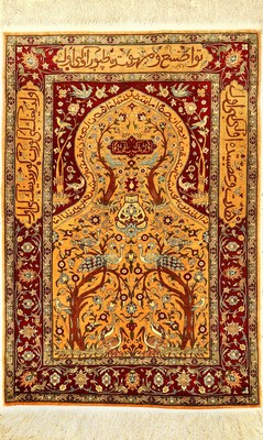 Feiner Seiden Hereke "Özipek" alt (Signiert), Türkei, um 1960, reine Naturseide. Feiner Seiden Hereke mit ausdrucksstarken Farben. ...