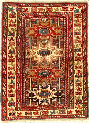 Kuba Schirwan antik (Lesghi Design), Ostkaukasus, Ende 19.Jhd., Wolle geknüpft auf Wolle. Kleinformatiger Kuba-Schirwan mit Lesghi Sternen und ...
