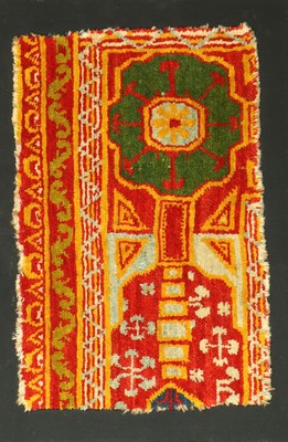Spanischer Teppich antik (Fragment), Spanien, um 1900, Wolle geknüpft auf Baumwolle. Fragment eines großen Spanischen Teppichs. Ausdrucksstarke ...