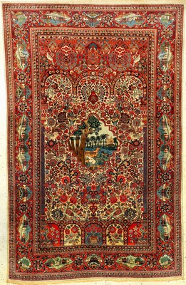 Feiner Keschan Kork alt, Zentralpersien, um 1910, Korkwolle geknüpft auf Baumwolle. Sehr hochwertiger Keschan mit Paradiestor Muster und ...