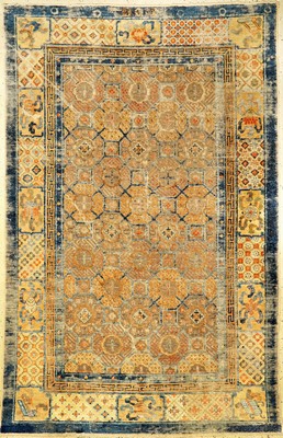 Früher kaiserlicher Seiden Xinjiang "Der Edle Achtfache Pfad" mit Gold-Metallbrokat antik (Qing Dynastie, Qianlong Periode) "Mit ...