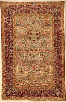 Sehr feiner Kerman "Ravar" antik "Auftraggeber Kermani, Knüpfer Mohammad Ebne Jafar" (Signiert), Südpersien, Datiert 1913, ...