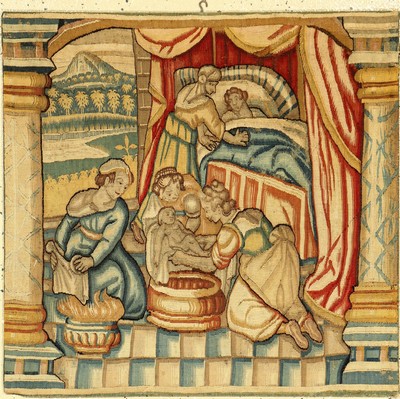 Feine Brüsseler "Tapisserie" antik (Fragment), Flandern, 16.Jhd., Wolle mit Seide. Frühe und feine Tapisserie in erstklassigen Farben. ...